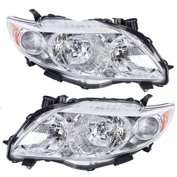 LABLT Silver Headlight Headlamp Assembly Driver&Passenger Side for 09-10 Toyota Corolla W/Amber Corner Fits select: 2009-2010 TOYOTA COROLLA BASE/S/LE/XLE