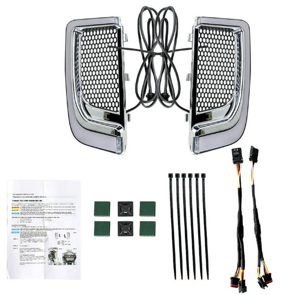 LABLT Silver Motorcycle Fairing Lower Grills Turn Signals / LED Running Light Replacement for 2014-2020 Touring Motorcycles