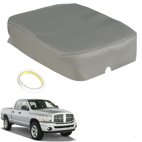 LABLT Synthetic Leather Center Armrest Console Lid Cover Gray for 02-08 Dodge Ram Fits select: 2003-2006,2008 DODGE RAM 1500 ST/SLT