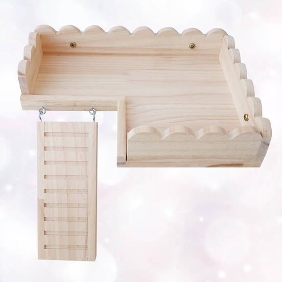 LABRIMP Hamster Wood Platform Khaki Bamboo for Hamster Cage Accessories