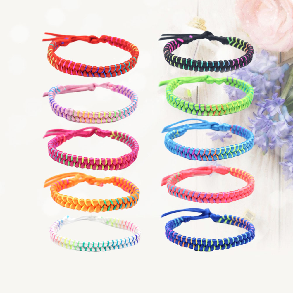 LABRIMP 10Pcs Mens Bracelets Adjustable Circular Rope Assorted Color ...