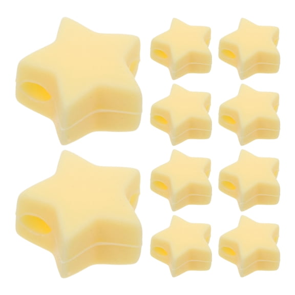 LABRIMP 10-Pack Yellow Silicone Star-Shaped Knitting Needle Caps Protectors for Safe Yarn Storage and Needle Tips