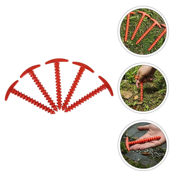 LABRIMP 10Pcs Tent Fixing Pegs Red Nylon Ground Anchors for Securing and Fixing Camping Tents