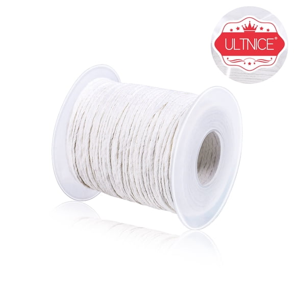 LABRIMP 1 Piece White Cotton Candle Wick with Metal Tab for Candle Making, Slow Burning, Compatible with 61mm Candles