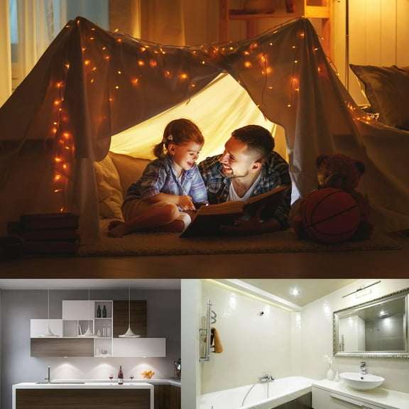 LABRIMP 1Pcs Shelf Led Lights with Self Adhesive and String Pulling Switch for Closet 2.87X2.87X1.97in