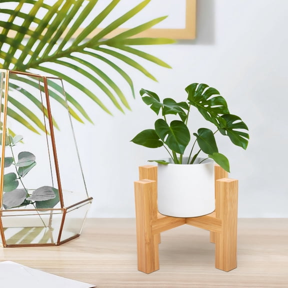 LABRIMP Simple Khaki Wood Base Cross-Shaped Four-Legged for Holding Flowerpots and Crafts
