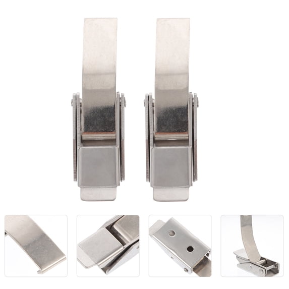 LABRIMP 2Pcs Plated Silver Stainless Steel Metal Tool Box Clasps Easy Install Durable Case Buckles