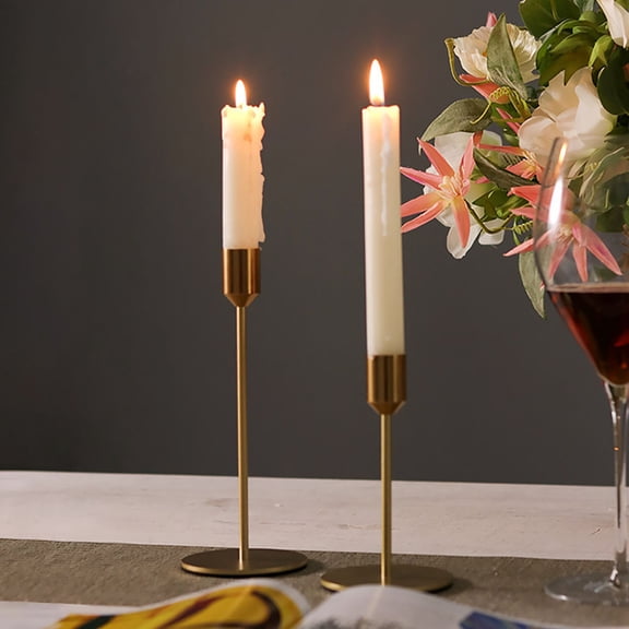 LABRIMP Set of 2 Outdoor Tealight Candle Holders, Golden Iron, Elegant and Simple Design for Date Night and Home Decoration