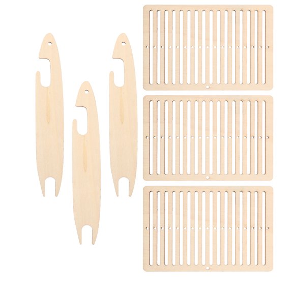 LABRIMP 3 Sets Wooden Craft Weaving Loom Kit with Shuttle and Heddle Bars