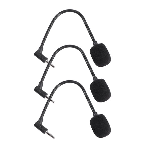 LABRIMP 3Pcs Small Microphone for Phone Home Office Use Black Plastic Sponge Metal 19x0.79in