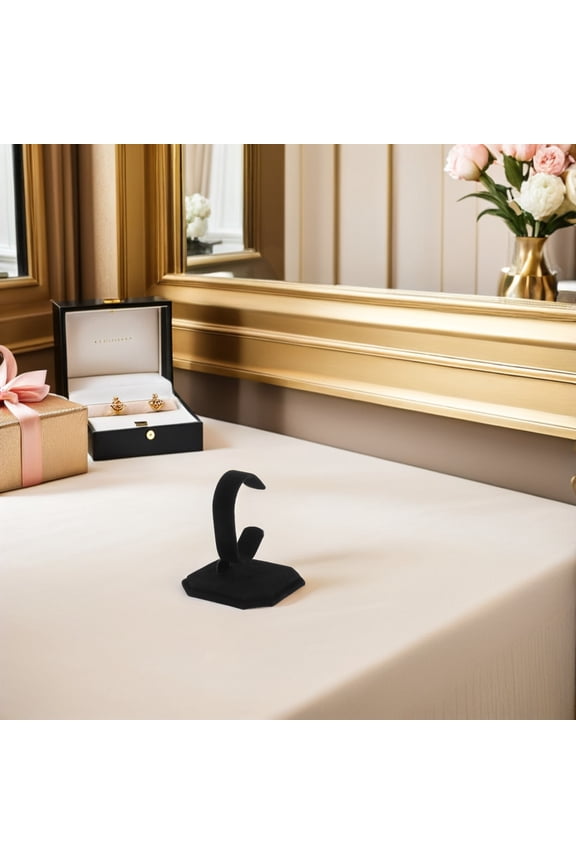 3Pcs Velvet Watch Storage Stand Black C Shaped Display Organizer for Bracelets and Watches