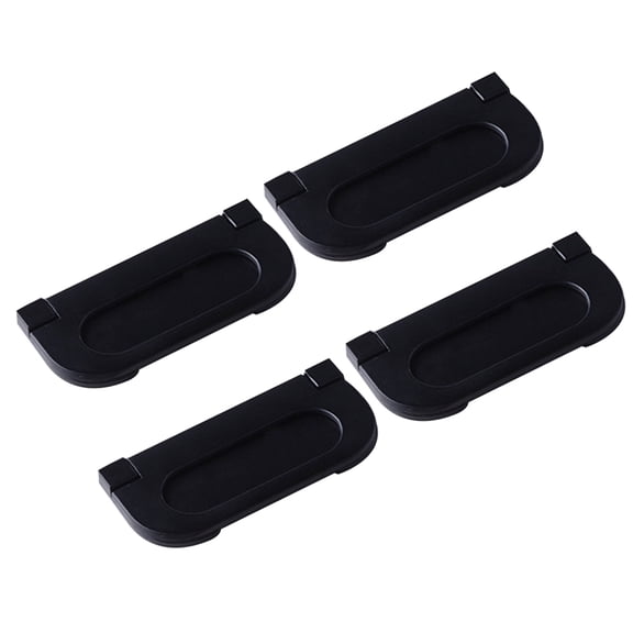 LABRIMP 4-Pack Modern Black Aluminum Flush Mount Door Handles for Furniture Drawers, 2.9 x 1.4 x 0.6 Inches