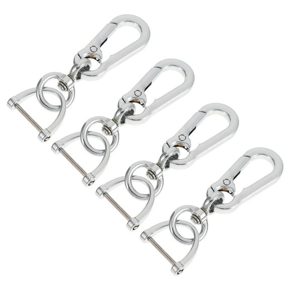 LABRIMP 4Pcs Plated Silver Zinc Alloy Key Ring Pendant Waist Clip for Secure Key Carrying