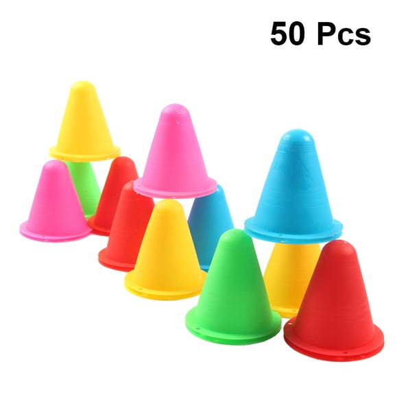 LABRIMP 50Pcs Assorted Color Roller Skating Pile Cones for Skill Training and Boundary Setting 7.8X3.1in