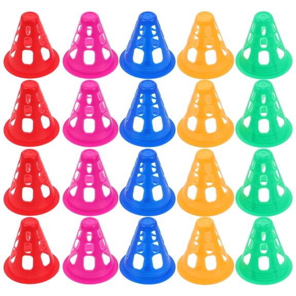 LABRIMP 50Pcs Practice Cones Small Cones for Sports Red Blue Yellow Green Pink for Obstacle Practice and Indoor Use