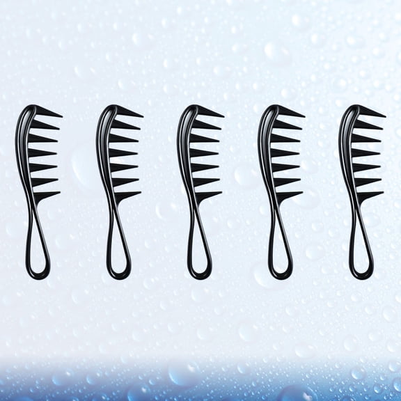 LABRIMP Black Fish Tooth Comb Wide Teeth Anti-Static for Hair Styling 5Pcs