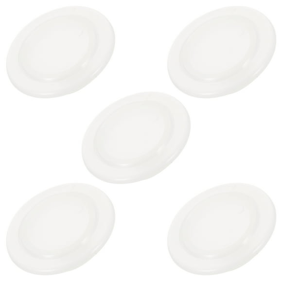LABRIMP 5Set White Plastic Patio Table Umbrella Hole Ring Plug Cover 2.4x2.4x0.39in