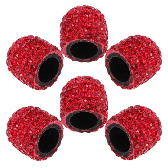 LABRIMP 6Pcs Red Bling Tire Valve Caps Polymer Clay Protective Car Owners