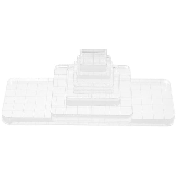 LABRIMP Acrylic Stamping Blocks Transparent Clear Stamps With Grid Lines For Beginners 6Pcs