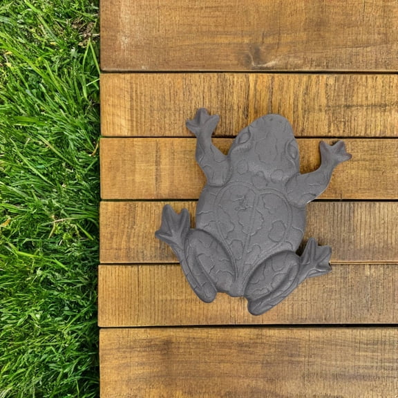 LABRIMP Cast Iron Frog Stepping Stone Plated Silver Garden Decor Durable Non-Slip