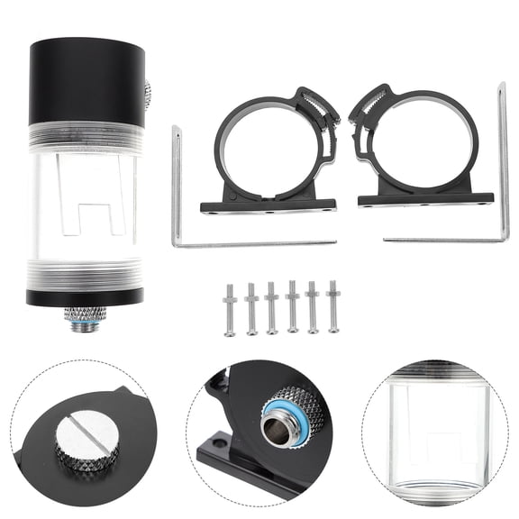 LABRIMP Cylindrical Black Acrylic Water Cooling Tank for PC Liquid Cooling Kit 110MM 1 Set