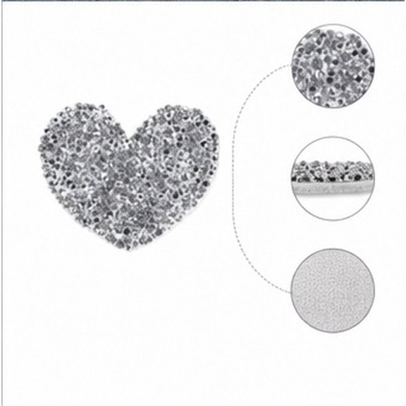 LABRIMP Resin Plated Silver Heart Shaped Applique Patches for Recyclable Clothing and Bag Decor