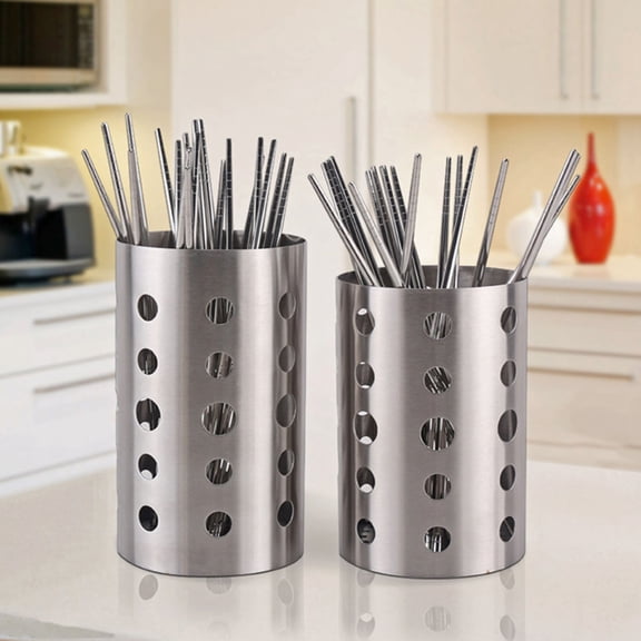 LABRIMP Stainless Steel Cutlery Storage Organizer for Utensil Storage Silver 10x10x17Cm 1Pack