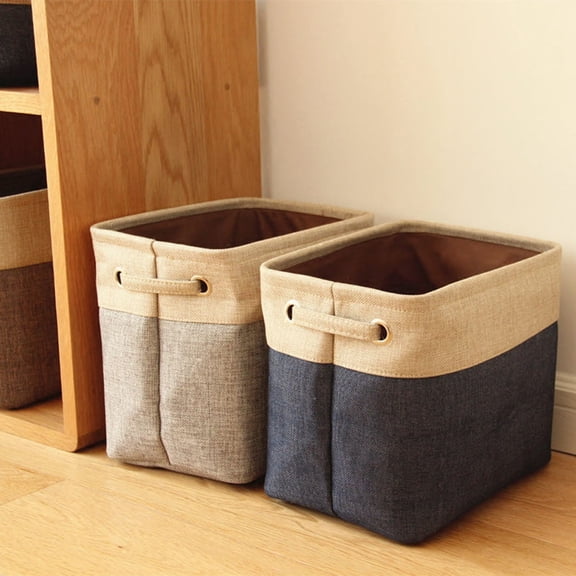 LABRIMP Storage Organizer Bins Cotton Linen Jute Fabric EVA Inner Foldable for Home 1Set