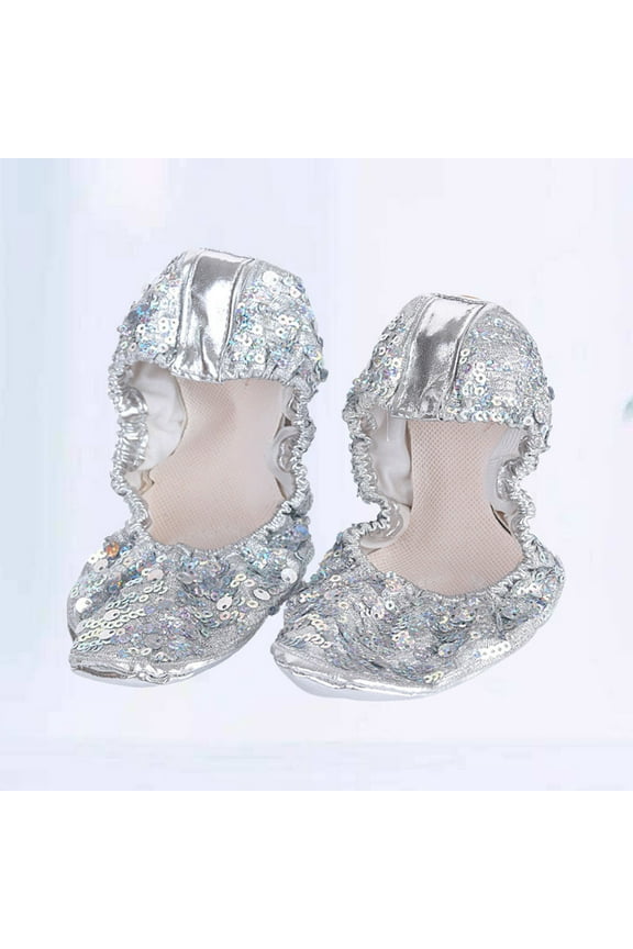 1 Pair Dancing Shoes Silver Pu Leather With Anti Slip And Durable Features For Women