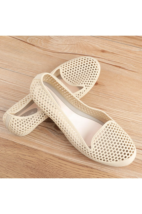 1 Pair Flat Beach Shoes Breathable Durable PVC Rubber for Women Travel Holiday