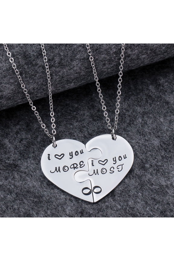 1 Pair Heart Shape Couple Necklaces Valentine Splice Chain Set