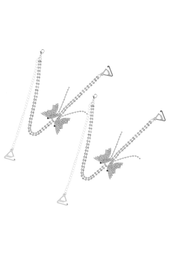 1 Pair Metal Rhinestone Bra Straps for Lingerie Accessories Prevent Slipping and Adjustable Length