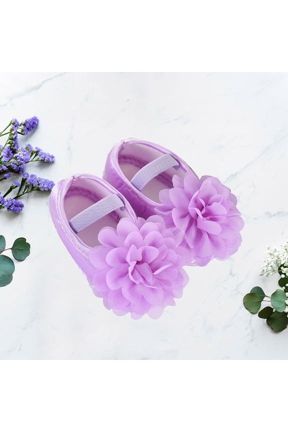 1 Pair Newborn Baby Girl Shoes Purple Cotton Non-Slip for Toddler 4.1x1.8x1.2in