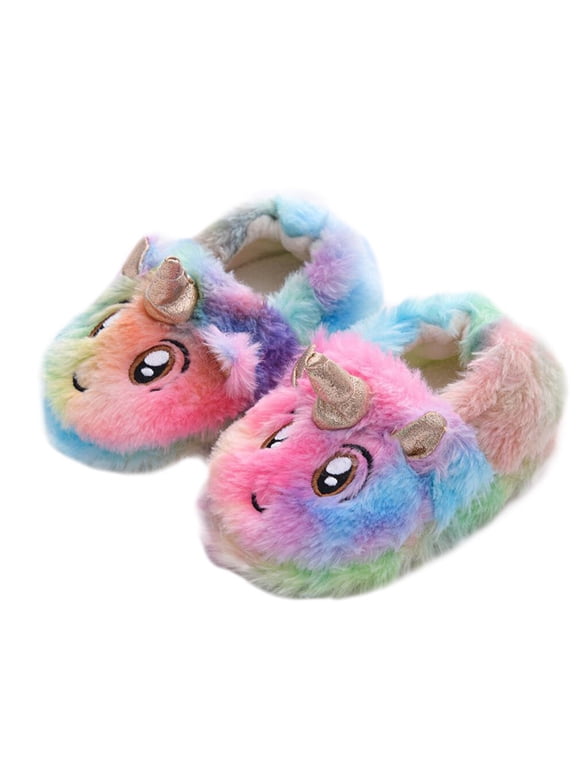 1Pair Soft Plush Winter Slippers Slip on Sole Slippers Assorted Color