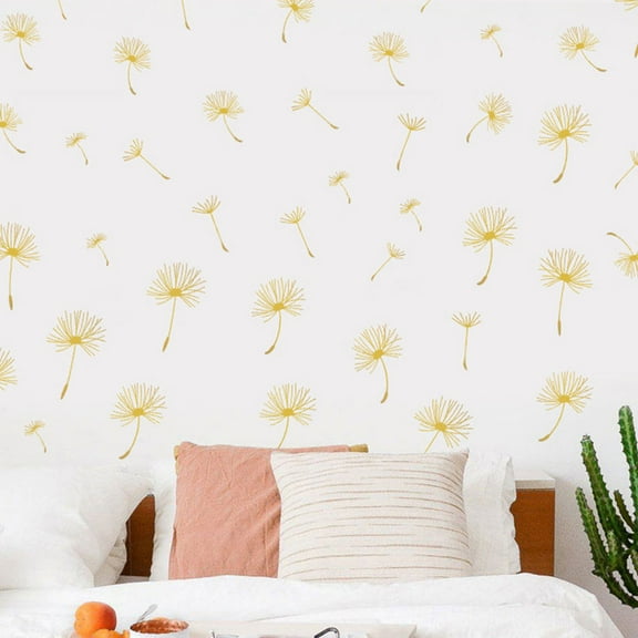 LABSERRON 1 Set Dandelion Wall Decal Khaki Flower Like Shape PVC Waterproof Self Adhesive Wall Stickers