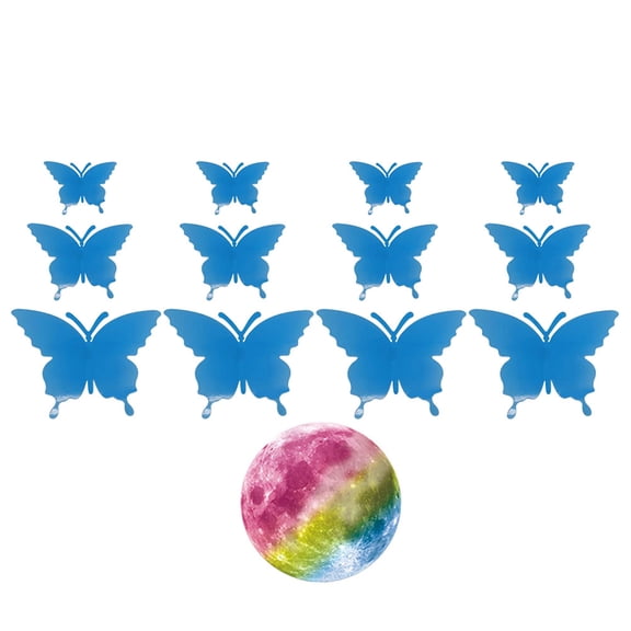 LABSERRON 1 Set Fluorescent Decals Butterflies PVC Wall Sticker for Ceiling Decor