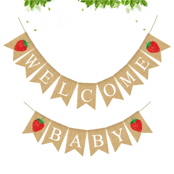LABSERRON 1 Set Welcome Baby Shower Decorations Linen Banner with Assorted Colors for Kids and Women 11.8x5.1in