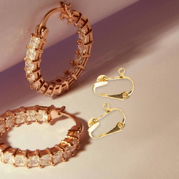 LABSERRON 100Pcs Earring Clips for Non Pierced Ears and DIY Earring Making in Golden with Spring Clip