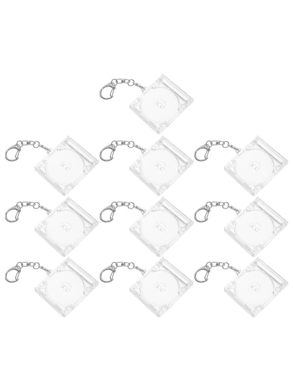 10Pcs Acrylic Clear Cd Jewel Keyring for DIY Album Case and Photo Protection