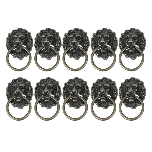 LABSERRON 10Pcs Classical Style Metal Lion Head Shape Cabinet Knob Dresser Drawer Pulls for Furniture Upgrade
