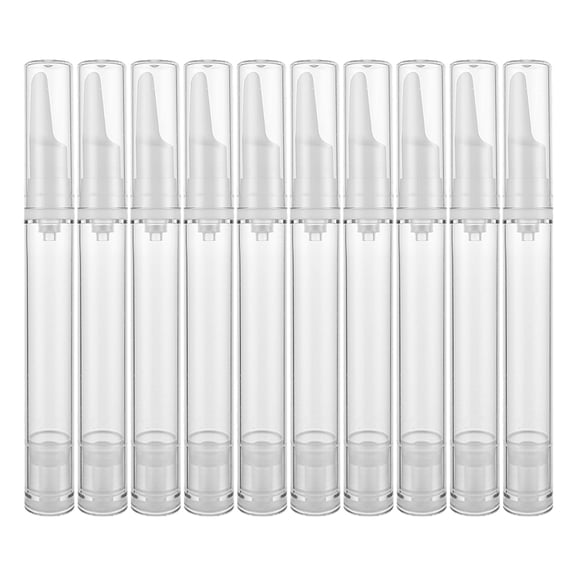 LABSERRON 10Pcs Clear Airless Pump Bottles 15.5x0.7in Plastic Eye Cream Pump Dispenser for Travel