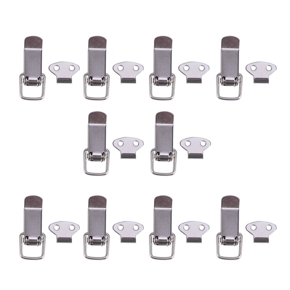 LABSERRON 10Pcs Compact Stainless Steel Ribbon Buckle for Case Boxes Shop Use Spring-Loaded Latch Hasp