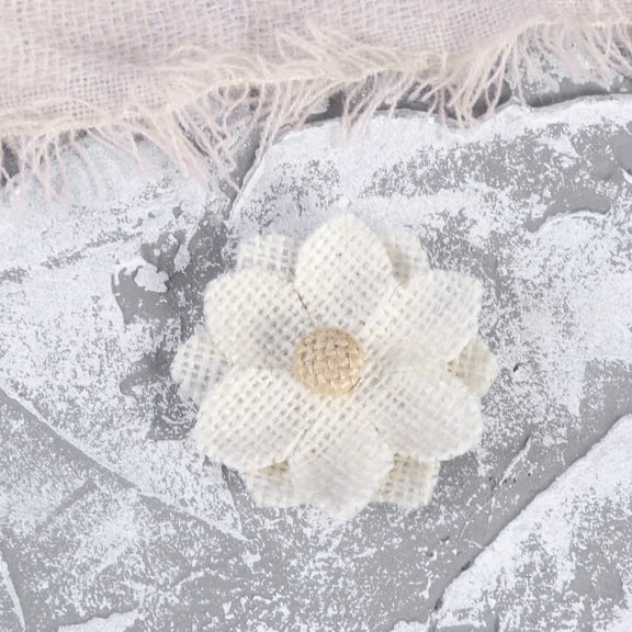 LABSERRON 10Pcs Jute Burlap Flower White Handmade Flowers for Wedding Decor and Party Decorations
