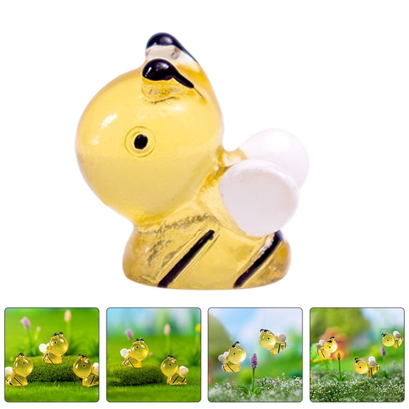 LABSERRON 10Pcs Multi Color Bee Figures Resin Miniature Classic Design for DIY Crafting and Garden Decoration