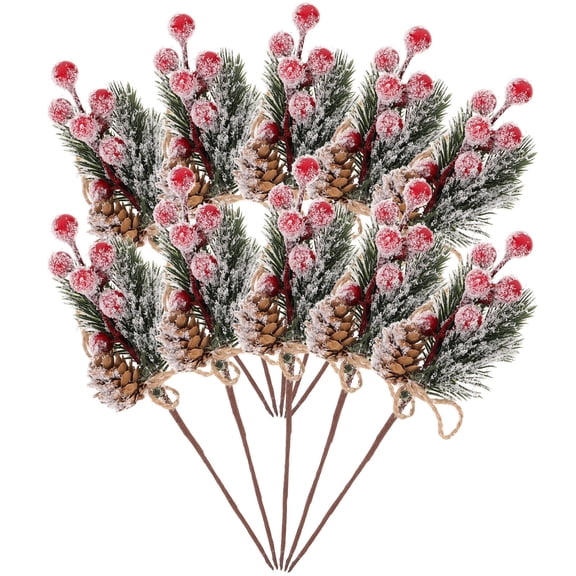 LABSERRON 10Pcs Small Pine Shape Artificial Pine Picks Multi Color Dried Flowers for Wreaths and Holiday Decor