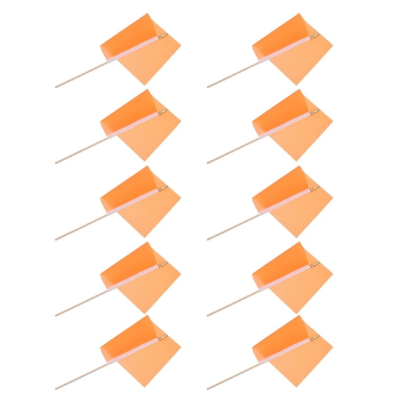 LABSERRON Solid Orange Handheld Flags for Home DIY Projects and Games 10Pcs
