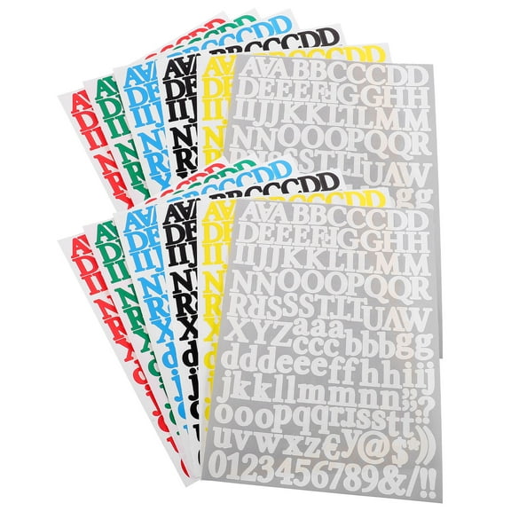 LABSERRON 12Pack Square Serif Font Letter Stickers For Furniture Office Supplies Scrapbooking Stickers