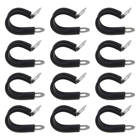 LABSERRON 12Pcs R-Type Cable Clip Wire Clamp for Electrical Cable Management 1.9x1.2x0.7in Stainless Steel