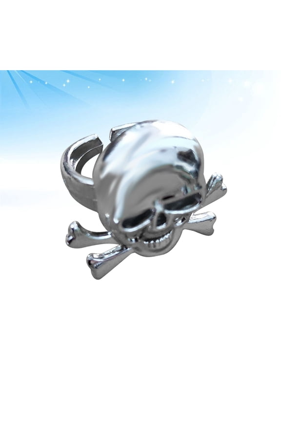 12Pcs Skull Rings for Costume Parties Silver Color with Skull Style and Plastic Material