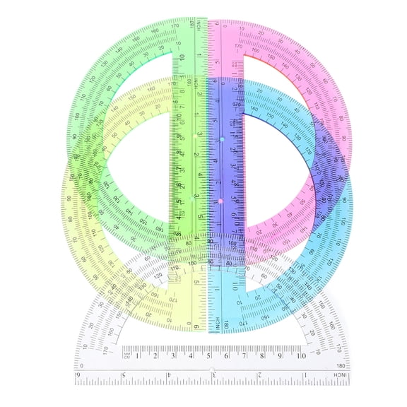 LABSERRON 12Pcs Transparent Plastic Protractors with Dual Scale for Office and School Measuring Tasks